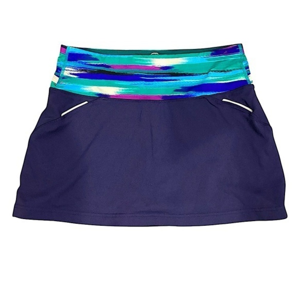 Athleta Skort Navy Blue Multicolor Waistband Reflective Strips size Small